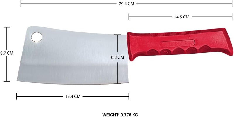 Kitchen Master 6 Inch Stainless Steel Meat Cleaver (Red) | NSF Certified for Raw Meat Chopping - Image 2